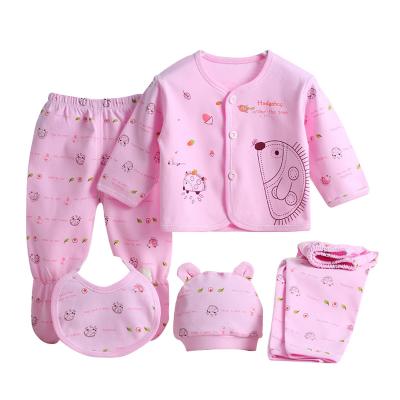 China Anti-wrinkle infant underwear 5 pieces set 0-3 months newborn spring cotton babies bamboo sleepwear clothing sets infant clothes for sale