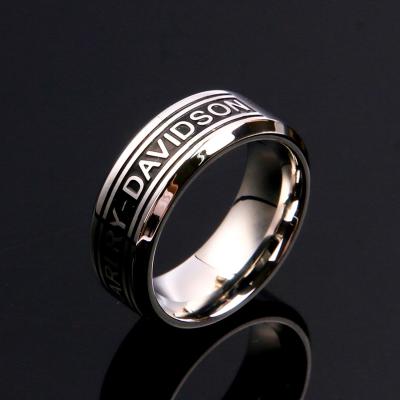 China Prevent Allergy Stainless Steel Logo English Alphabet Custom New Men Rings Fashion Personality Biker Punk Ring for sale