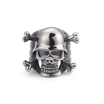 China Gothic Skull Men's Hip Hop Free Biker Rings Wholesale Tarnish Free Stainless Steel Punk Ring Jewelry for sale