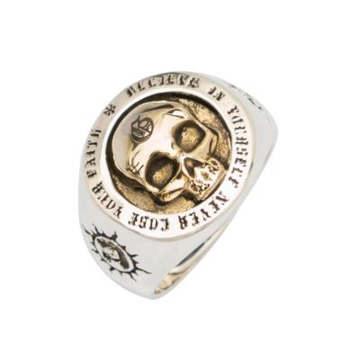 China Tarnish Free Unique Design Gothic Punk Skull Ring For Men 925 Sliver Vintage Open Bossy Rings for sale