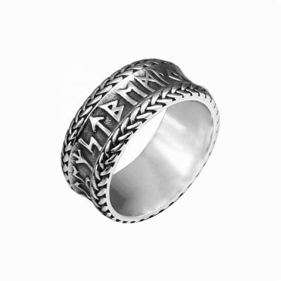 China Tarnish Free Wholesale Gothic Mens Ring Punk Braided Character Number Stainless Steel Ring for sale