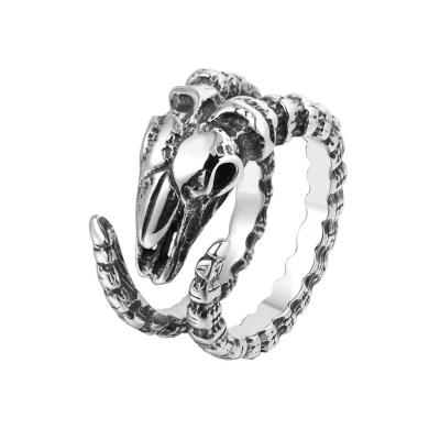 China Tarnish Free Vintage Gothic Exaggerated Mens Skull Rings Stainless Steel Sheep Head Sheep Spirit Punk Rings for sale