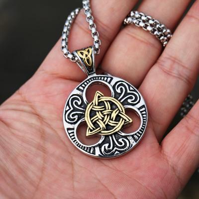 China Prevent Allergy Warrior Vintage Viking Celtic Knot Pendant Necklace Stainless Steel Men's Engraved Punk Pendant for sale