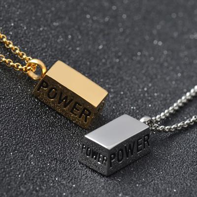 China Men's Stainless Steel Minimalist Fashion Jewelry Engraved Cube Lucky Necklace Custom Necklace Lead Free Nickel Free for sale