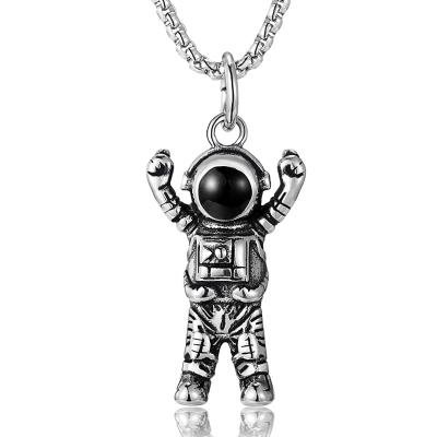 China Hiphop Lead Free Nickel Free Cartoon Wholesale Stainless Steel Mens Jewelry Astronaut Pendant Trendy Necklaces for sale