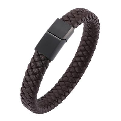 China Fashionable Leather Braided Magnetic Bracelet Lead Free Nickel Free Stainless Steel Clasp Men Vintage Bracelets Bangle for sale