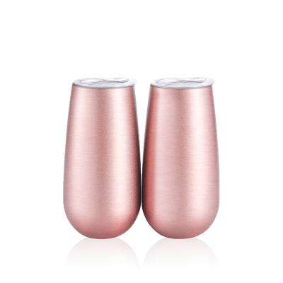 China Sustainable Amazon Logo Custom Color Spray Vacuum Stainless Steel Wine Glass Tumbler With Lids 6 Ounce Double-Insulated Cocktail Cups for sale