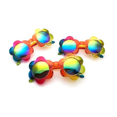 China 2021 Fashion Sun Glasses Rainbow Seven-color Flower Baby Sun Glasses Colorful Reflective Children's Sunshade Sunglasses For Children for sale