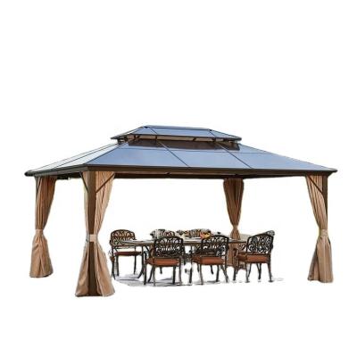 China New Style Easily Assembled High Quality Outdoor Gazebo With Metal Roof Aluminum Outdoor Garden Pergola Waterproof Louvre Cover Gazebo for sale