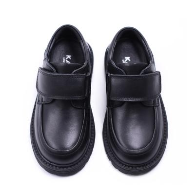 China Wholesale Customized Lightweight Logo Kids And Young Boys Back To School Students Upper Leather Kids Black Casual Shoes for sale