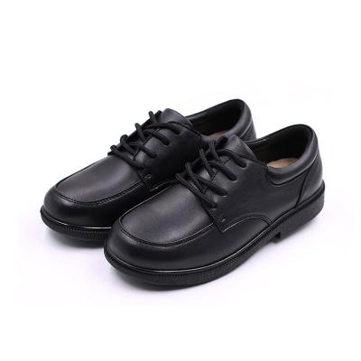 China KALUPAO Latest KALUPAO Boys Shoes Waterproof Wholesale Black Genuine Leather Flat Lace-Up Flat Unisex Shoes For Kids for sale