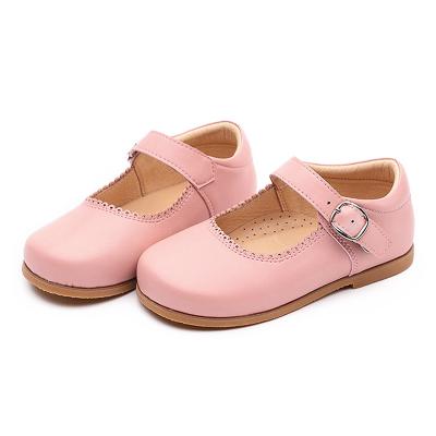 China Lightweight Custom Leather Children's School Style Smooth Pink Leather Children's Stylish Shoes for sale