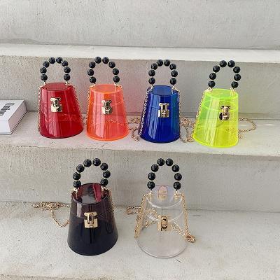 China Wholesale Fashion PVC Jelly Bucket Handbags Transparent Purses Ladies Bags For Women for sale