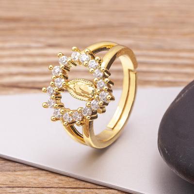 China Factory Price Fashion Party Wedding Religious Wholesale Classic Jewelry Gift Adjustable Virgin Mary Open Ring For Women Rings for sale