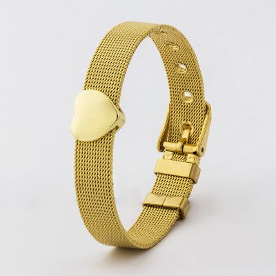 China FASHIONABLE Simple Favorite Cubic Zircon Love Gold New Arrival Gold Adjustable Bracelet Watch Belt Bracelet For Women Jewelry Accessories for sale