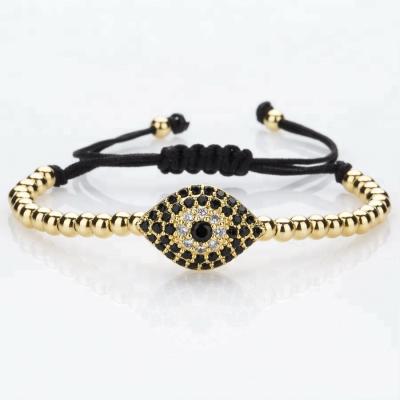 China CLASSIC Custom Design Hot Sale Black Rope Macrame CZ Bracelets Jewelry, 18k Gold Plated Handmade Charm Women Friendship Bracelets for sale