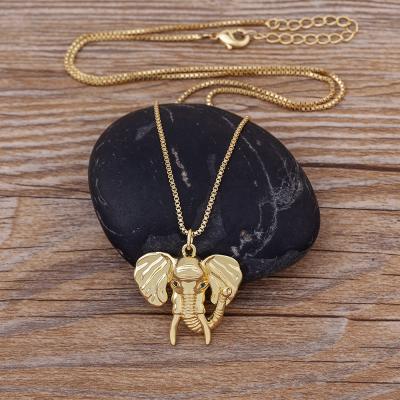 China New Fashion/Sporty Elephant Pendant Necklaces Cubic Zirconia Casual Animal Classic Copper Gold Plated Neck Chain Jewelry Customized for sale