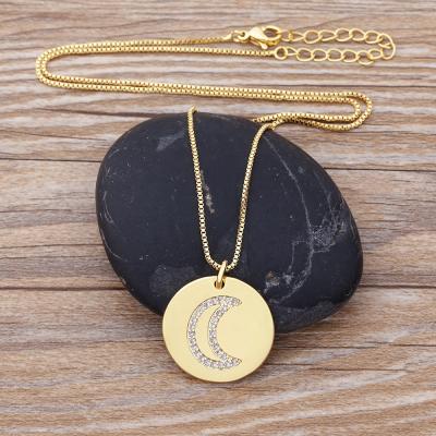 China 2021 TRENDY New Fashion Crystal Moon Pendant Necklace For Women Copper Choker Jewelry Christmas Halloween Party Chain Gift for sale