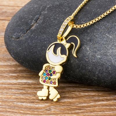 China Hot Fast Shipping Baby Boy And Girl Pattern Necklaces Micro Pave Zircon Gold Plated Jewelry Necklace For Women Men for sale