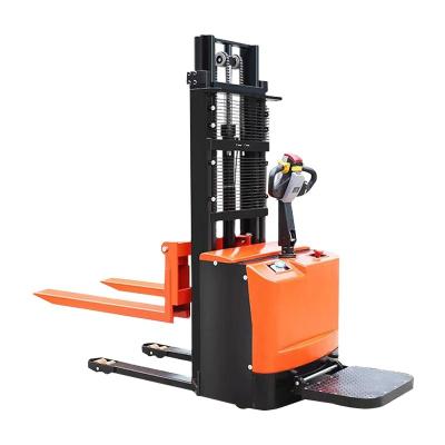 China Warehouse Dongmax 1 2t height 1-2m lifting full electric 640 stand on stacker for warehouse and factory for sale