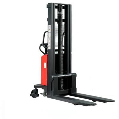 China Hotels 2ton Walkie Electric Stacker Powered Forklift With Adjustable Forks Material Lifter for sale