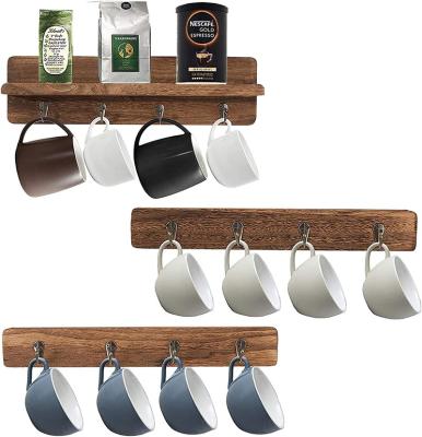 China Sustainable Coffee Cup Holder , Country Style Coffee Wood Wall Mounted Cup Holder for sale