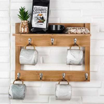 China Sustainable Coffee Cup Holder , Country Style Coffee Wood Wall Mounted Cup Holder for sale