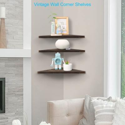 China 3 Pieces Living Together Wall Floating Corner Frame Wall Storage Rural Wood Display Stand for sale