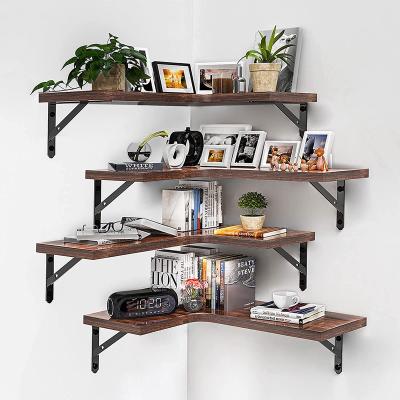 China Europe Four-Corner Floating Shelf Wall Mounted Shelf Set of 4 Pieces, Waterproof Wooden Display Wall Storage Shelf for sale