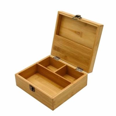 China Europe Decorative Natural Bamboo Jewelry Storage Box Wooden Stash Box With Lock for sale