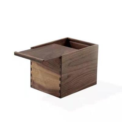 China Folk Art Handcrafted Desktop Box Walnut Storage Container Decorative Wooden Storage Boxes With Lids for sale