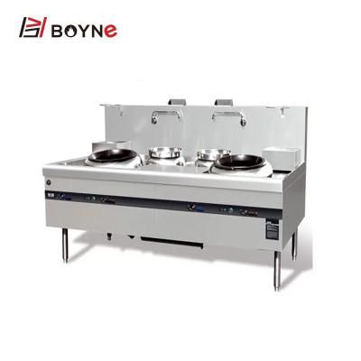 China High Efficiency Chinese Gas Stove Commercial Kitchen Stainless Steel Double Burner Chef Cooking Range for sale