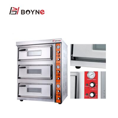 China High Efficiency Stainless Steel Bakery Kitchen Commercial Pizza Oven Three Deck Bakery Oven With Stone for sale