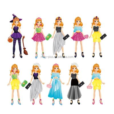 China Hot selling children's toys DIY change clothes puzzle game and magnetic education dress up doll toys wooden base summer vacation for sale