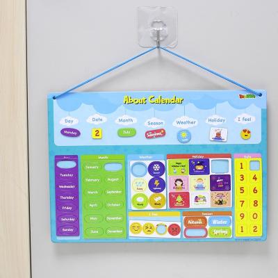 China Minimalist Hanging Loop Kids Magnet Calendar Chart with Good Plan and Behavior Chart Educational Wooden Fridge Calendar Magnetic Board for sale