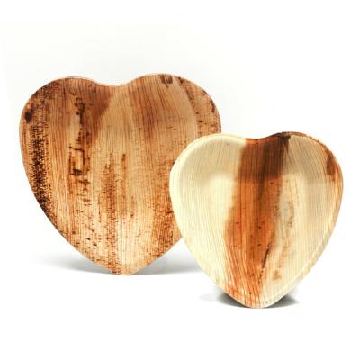 China New Design Fruit Salad Heart Shape Palm Leaf Small Size Creative Minimalist Party Supply Disposable Dishes Bowls for sale