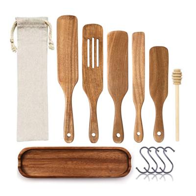 China Sustainable Wholesale Price 100% Natural Products Teak Non-scratch Eco-friendly Kitchen Tools Wooden Spurtle Set for sale