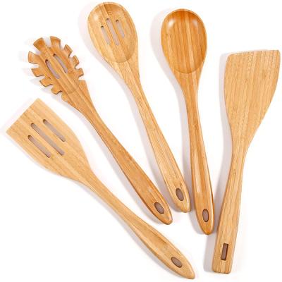 China Sustainable Eco Friendly Wholesale 5 Pieces Spoons Tools Organic Nonstick Bamboo Bakeware Set For Gift for sale