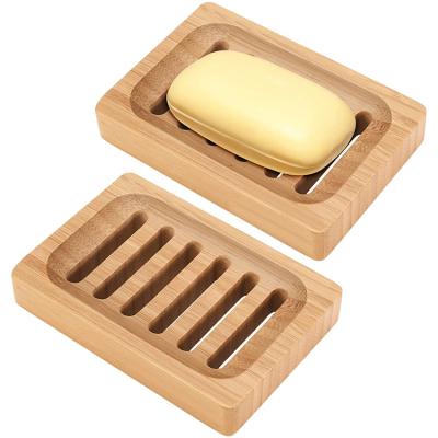 China 2021 Farmhouse Bestselling Manual Drain Strip Soap Dish Sustainable Organic Natural Wooden Bamboo Trays For Bathtub for sale