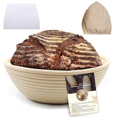 China Hot Selling Amazon Viable Hits 9 Inch Pulpwood Home Bakers Banneton Bread Proofing Basket Set With Canvas Liner for sale