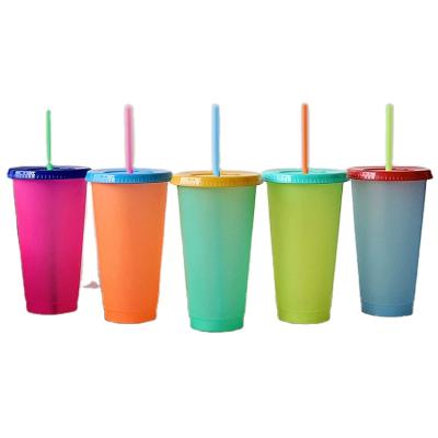 China Color Changing Tumbler With Straw Fashion Interesting Outdoor Travel Beach Vacation Warm Drinking Color Changing Tumbler Cups for sale