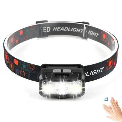 China Fishing Running Headlight Outdoor Camping Super Bright 8 Modes With White Lights Red Motion Sensor Waterproof Headlamp For Camping for sale