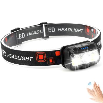 China Outdoor Camping Fishing Running 8 Modes Motion Sensor High Lumens Super Bright USB LED Rechargeable Headlamp For Running for sale