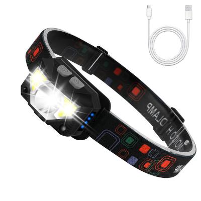 China USB Rechargeable Camping Cycling LED Fishing Rise Current Ultra Bright High Lumens Headlight 8 Modes Waterproof Headlamp For Cycling for sale