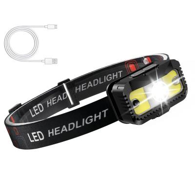 China Camping Recycling Running Fishing LED Headlight Flashlight With Red Light 230 Degree Illumination For Camping for sale