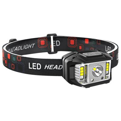 China Fishing Headlight Rechargeable Running LED Camping Recycling Waterproof Light with Nylon Headband 14 Modes Head Lights for Outdoor Camping Fishing for sale