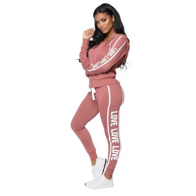 China Hot Sale 2021 Sustainable Knitted Hoodie Women's Two-piece Fitness Sportswear Jogging Slim Training Suit for sale