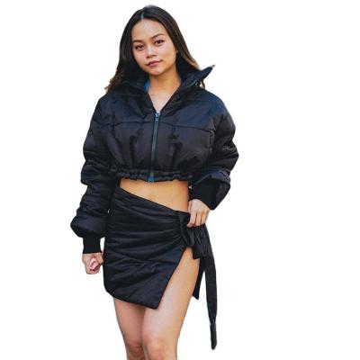 China Women Popular Solid Crop Jacket Stripper Anti-wrinkle Winter Top Coat For Ladies Warm Bubble Women Jackets for sale