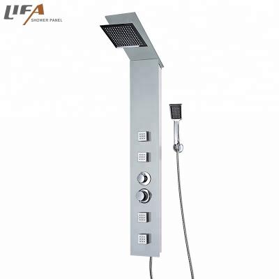 China Metered Faucets Top Sell Hot Cold Water Control System Body Massage Jets Spray Rainfall Shower Panel for sale