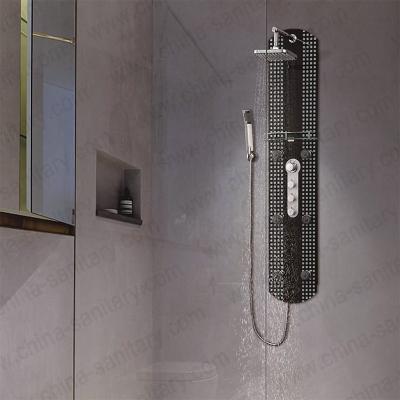 China Metered Faucets Massage Ducha Bathroom Faucet Shower Set Tempered Glass Shower Wall Panel for sale